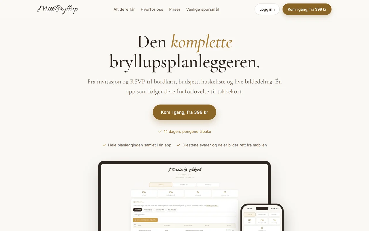 MittBryllup — bryllupsplanleggeren
